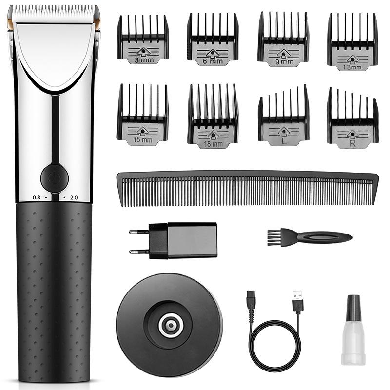 Rechargeable Electric Hair Clipper with LCD Display - Professional Haircut Set