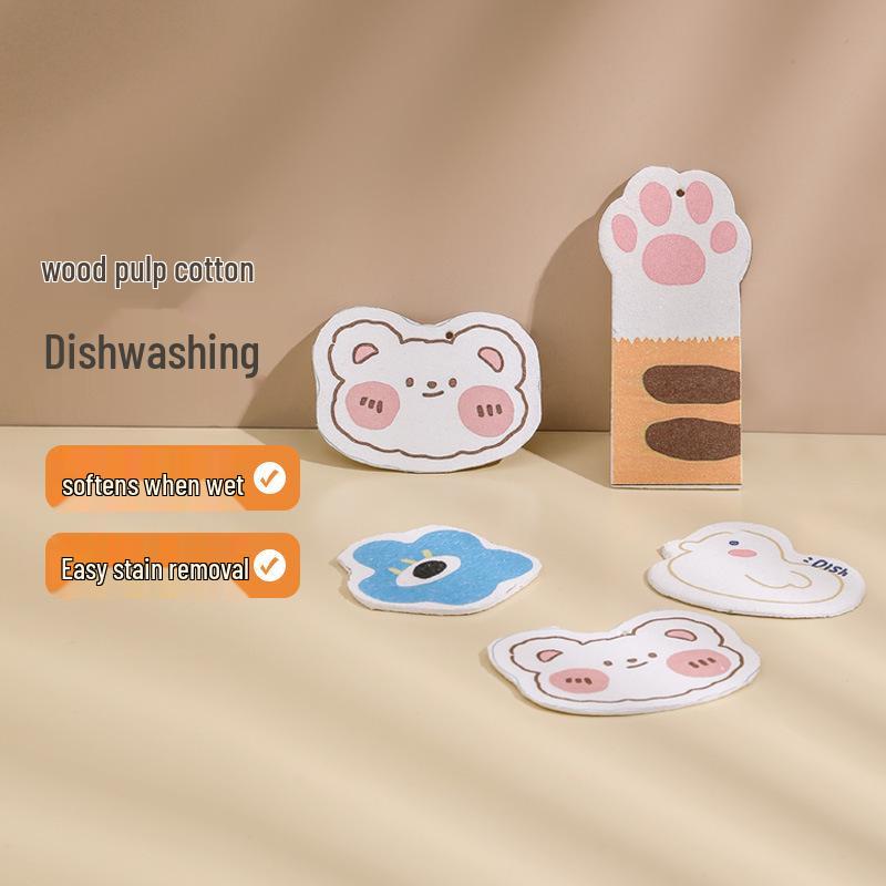 Absorbent Wood Pulp Cotton Dishwashing Sponge Scrubber