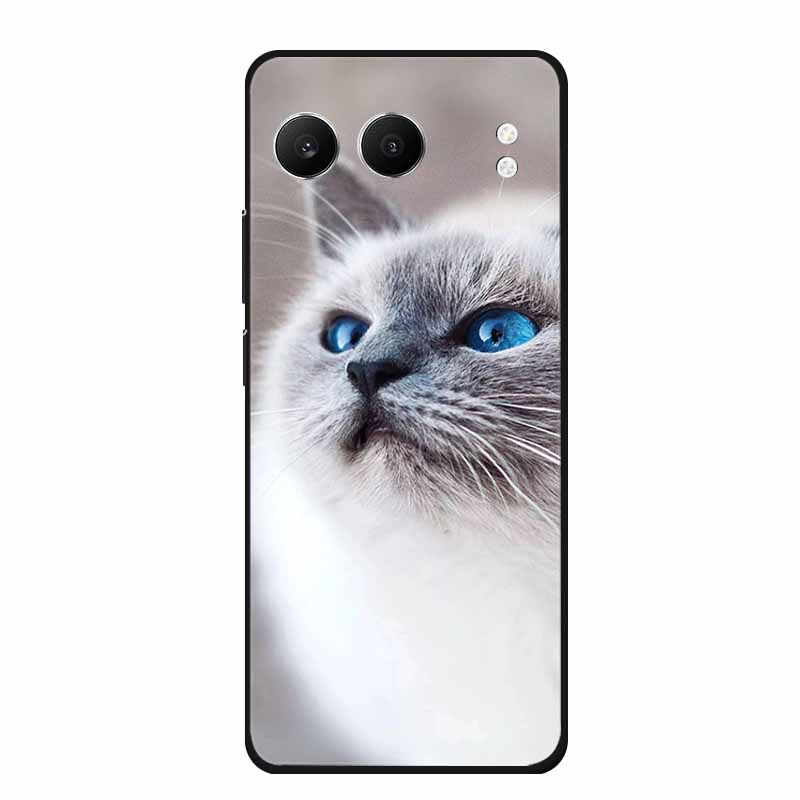 For OnePlus Nord 4 Back Cover Case Cute Cartoon Cat Black Silicone Soft Phone Cases For OnePlus Nord 4 Case Nord4 6.74" Capa Bag