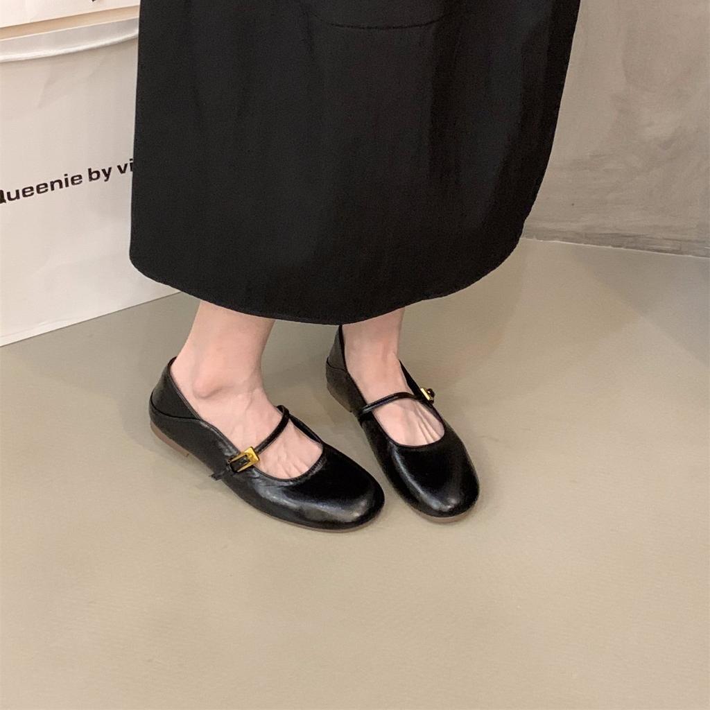 French flat silver Mary Jane single shoes women's shoes 2025 spring and autumn ballet evening shoes black commuter shoes