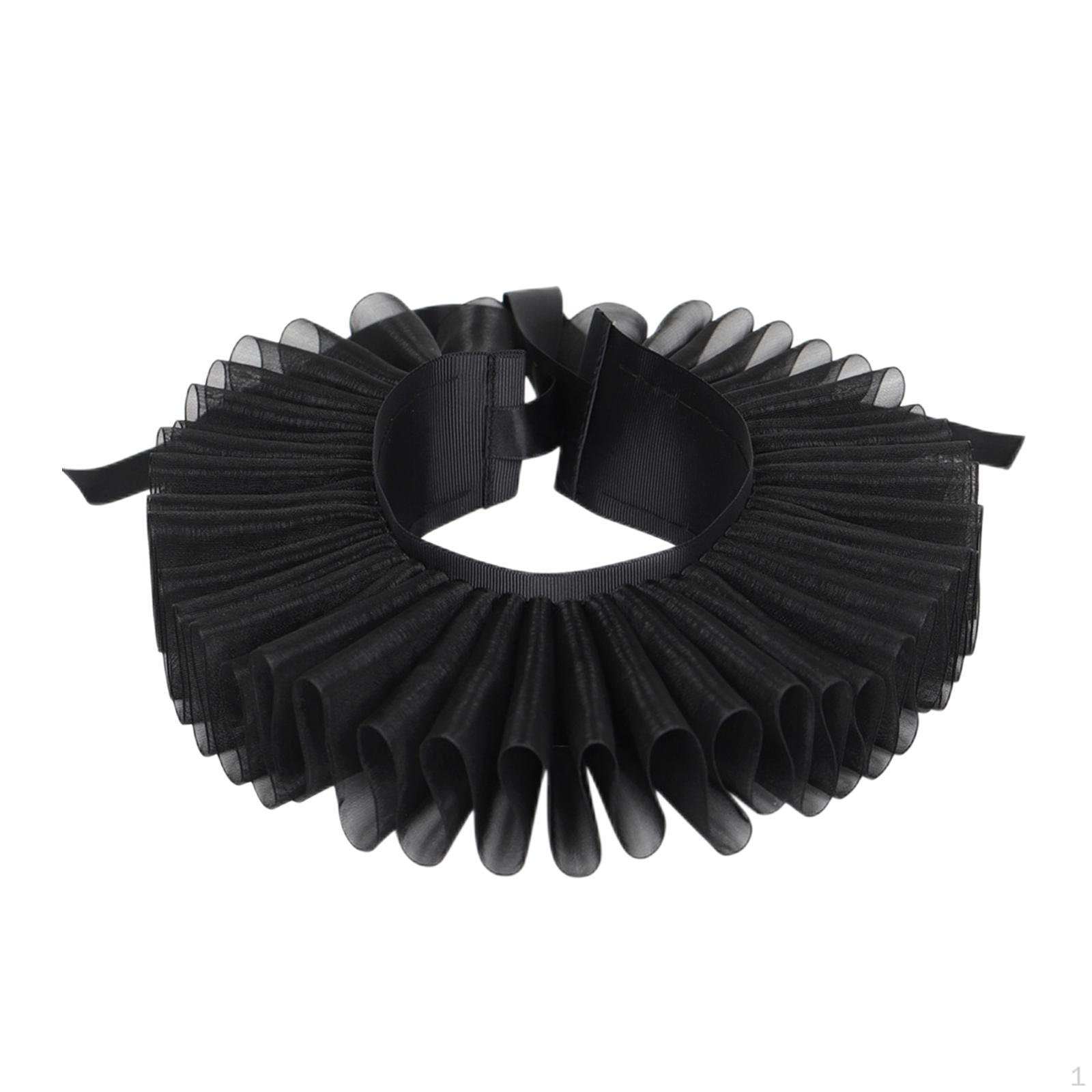 

Gothic Tulle Ruffle Elizabethan Neck False for Night Club Daily Years Eve Women Costume чорний