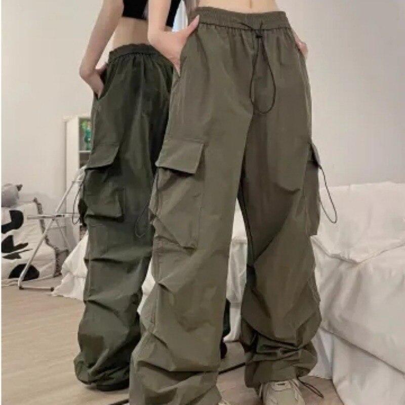 Casual Loose Wide Leg Pants Women Streetwear Fashion Straight Baggy Cargo Pants Joggers Y2k Women Trousers With Pockets 28958