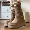 Platform Women Suede Ankle Boots Retro Mid Heels Shoes New Brand 2025 Trend Designer Classic Buckle Gladiator Winter Botas Mujer