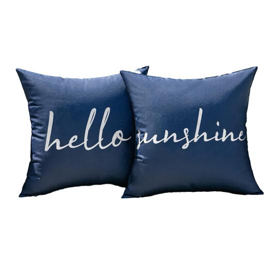 

2 шт. Наволочки для уличных подушек, водонепроницаемые чехлы для декоративных подушек, квадратные чехлы для патио, сада, балкона, для использования в помещении и на улице 45x45cm темно-синий