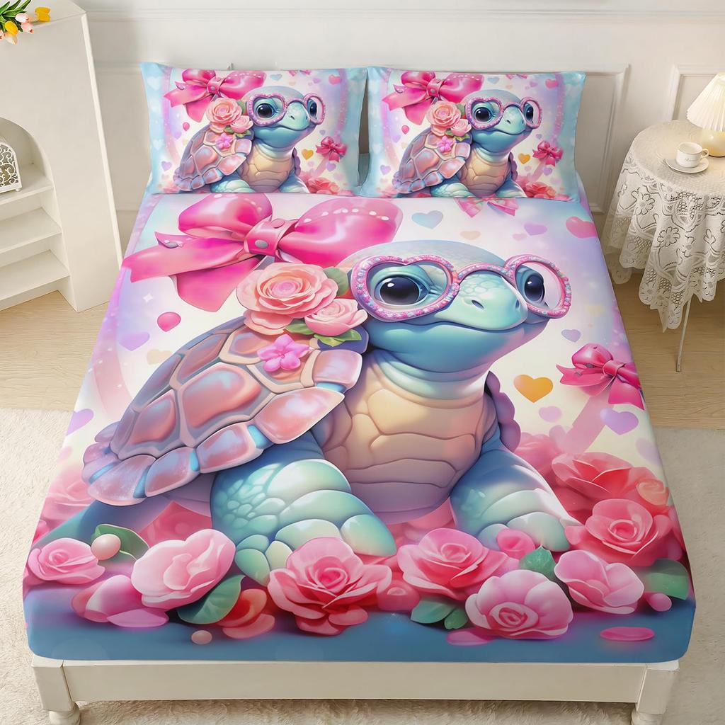 Undersea Creature Dolphin Pattern Mattress Three-Piece Digital Printing Bedding Set Adult Children