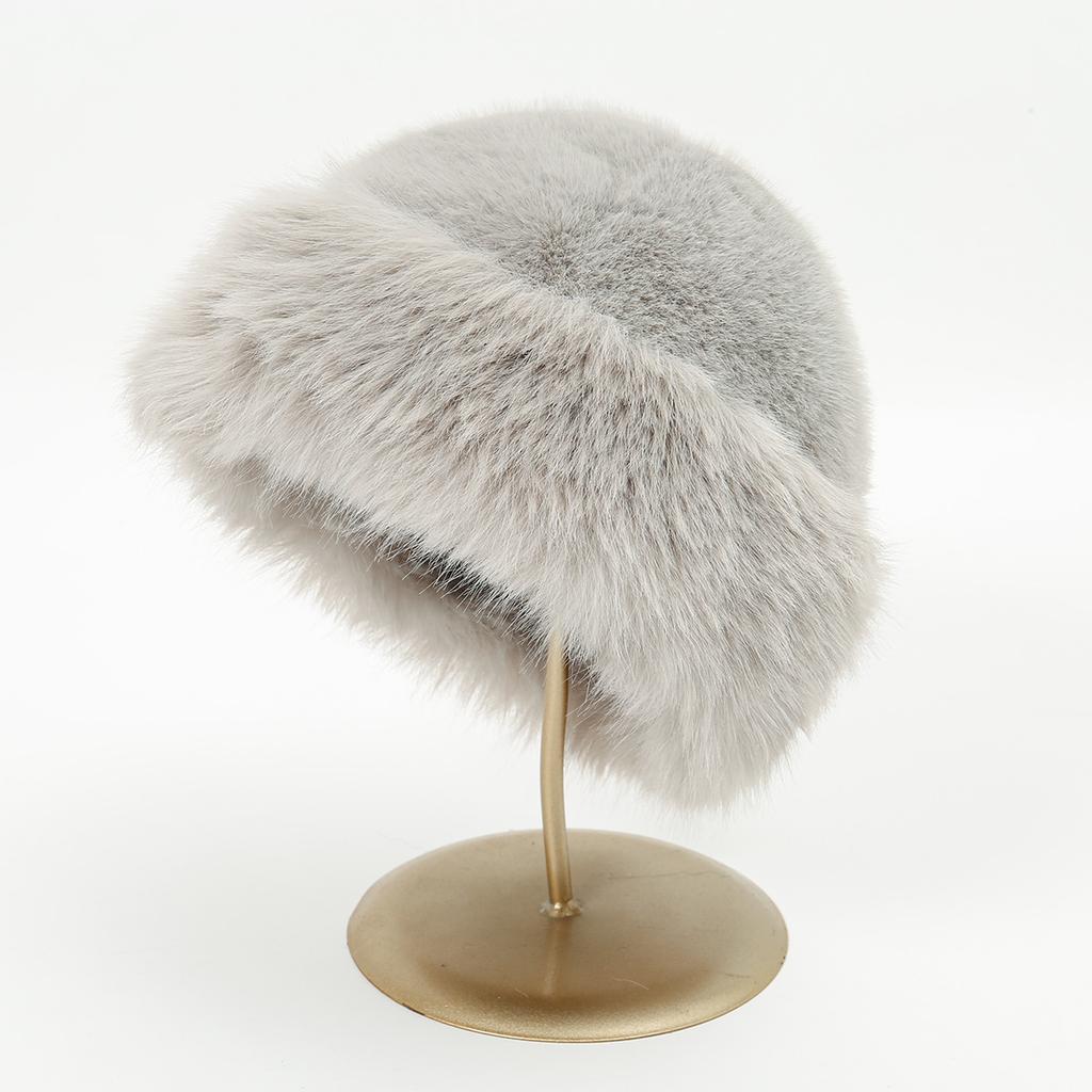 New Fluffy Fur Bucket Hat Warm Women'S Winter Hat Plush Fisherman Hat Thicken Cold Snowy Day Panama Cap Outdoor Snow Activity