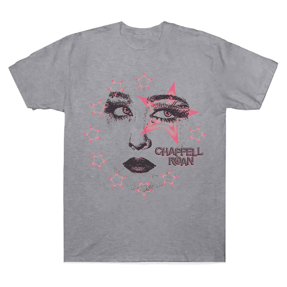 Star Face T-Shirt Chappell Roan Aesthetic Art Print Short Sleeved Clothes Summer New Unisex Cotton T Shirt Comfort Tee
