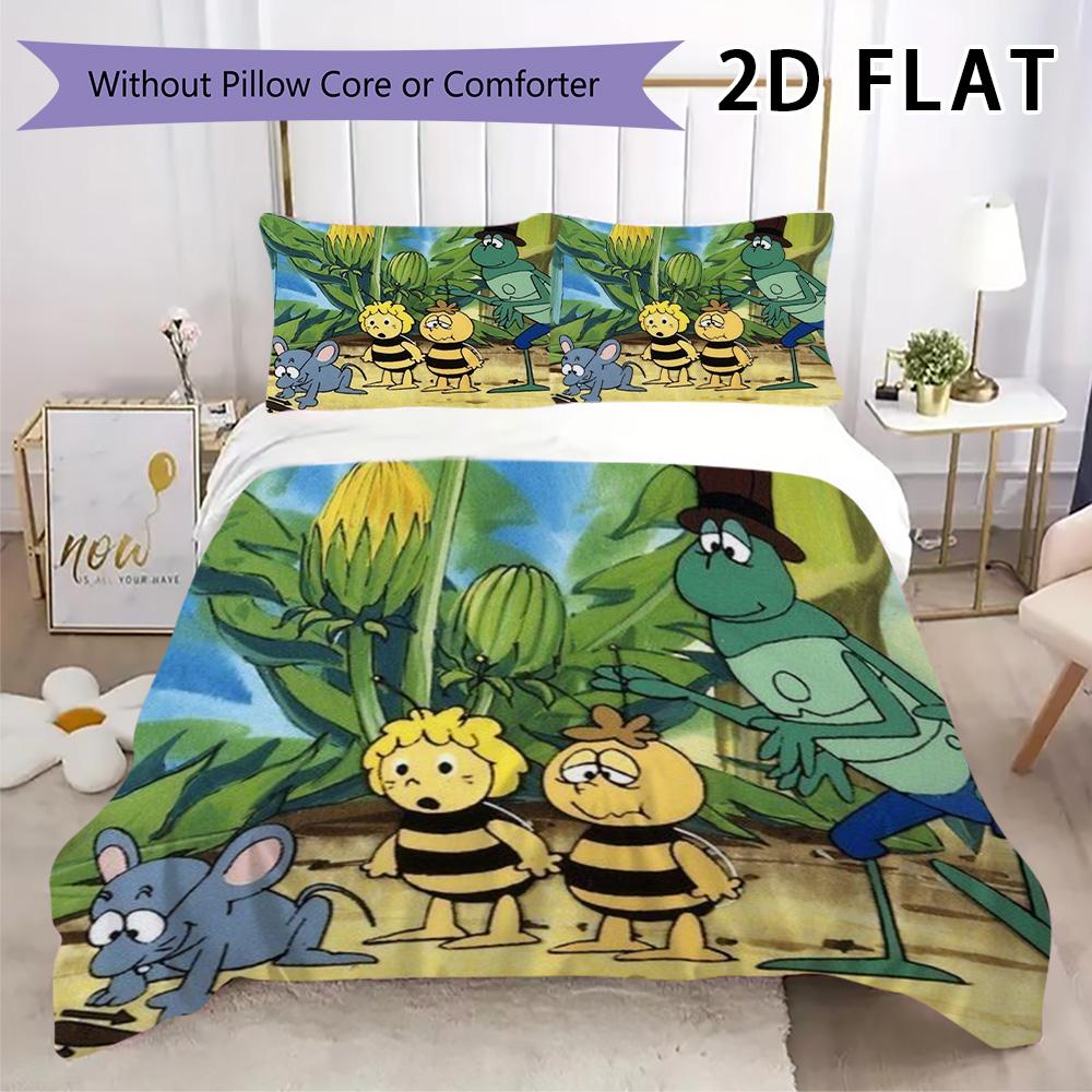 Bees and Maya Pattern Bedding Uilt Set Uilt Cover Pillowcase Home Decoration Birthday Gift (1 * Duvet Cover + 2 * Pillowcase Without Core)