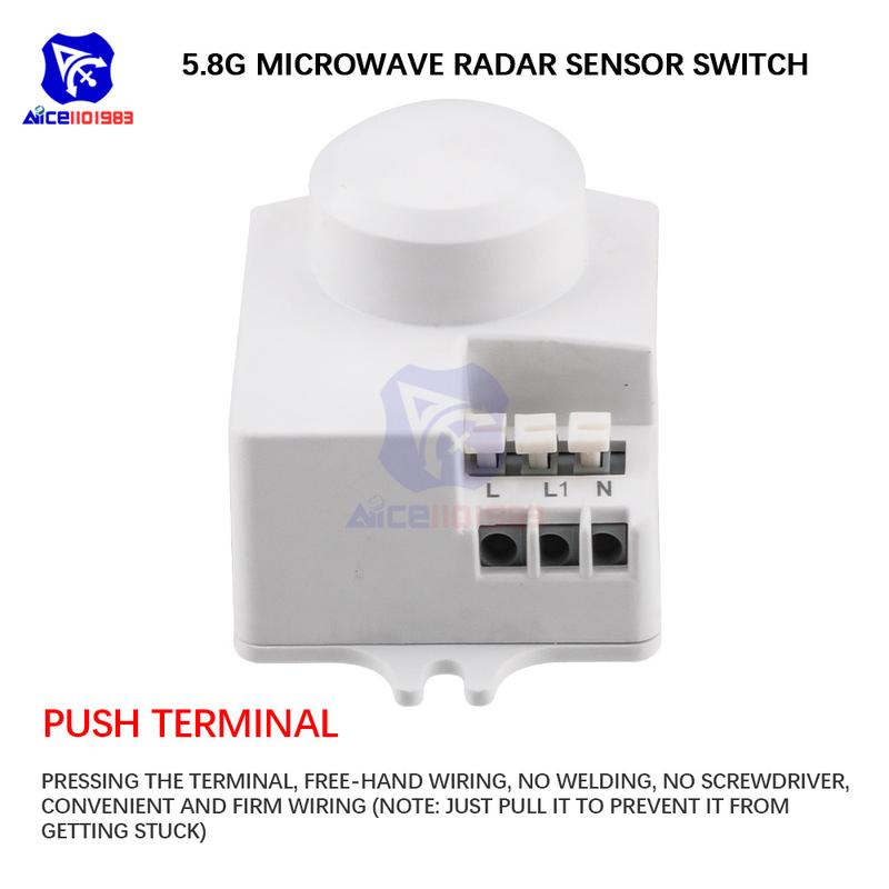 AC 220V 5.8GHz Mikrodalga Radar Sensörü Anahtarı İnsan Vücudu Hareket İndüksiyon Sensörü LED Işık Sensörleri Anahtarları İçin