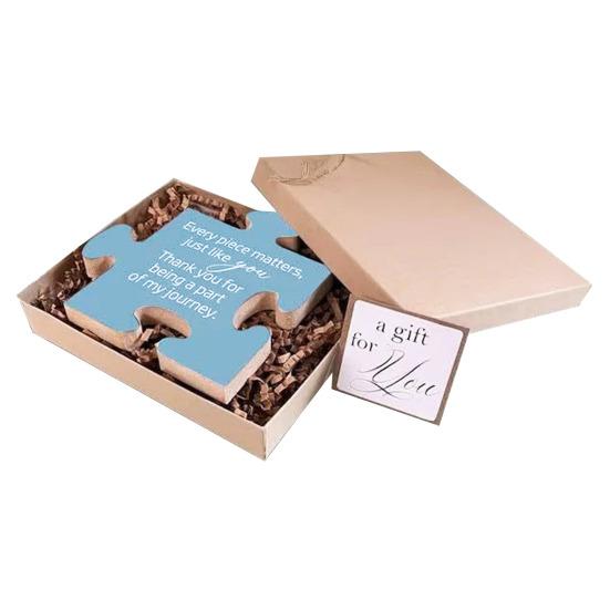 Dřevěná puzzle dekorace stolní puzzle ve tvaru ozdoby suvenýr dárek na rozloučenou a projev vděčnosti pro kolegy přátele