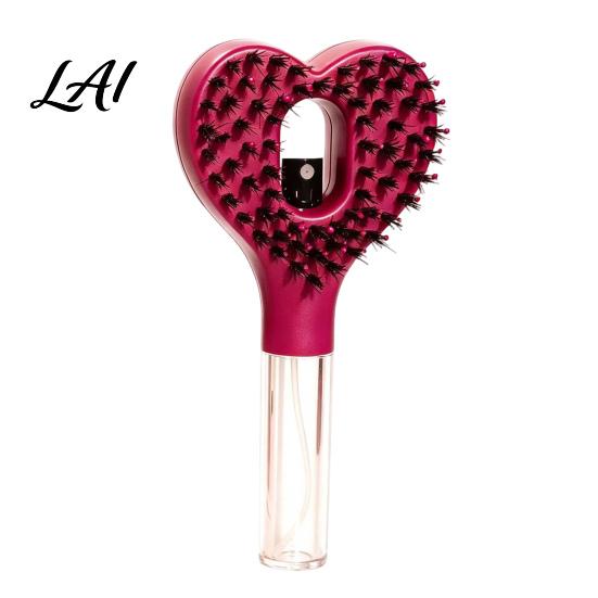 Scalp Massage Brush Heart Shape Spray Hair Brush Frizz Control Portable Detangling Comb 55ML Refillable Misting for Dry Flyaway & Tangled Smoothing