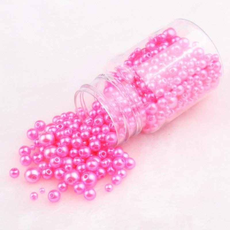3-10Mm Solid Color Abs Round Perforated Imitation Pearl Handmade Diy Jewelry Beaded Bracelet Earrings Accessories Perforated Beads