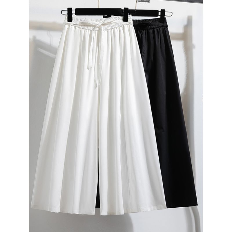 Small Summer New Arrival Plus Size Women's Clothing High Waist Lace-up White Loose Drooping Thin Cropped Wide Leg Culottes
