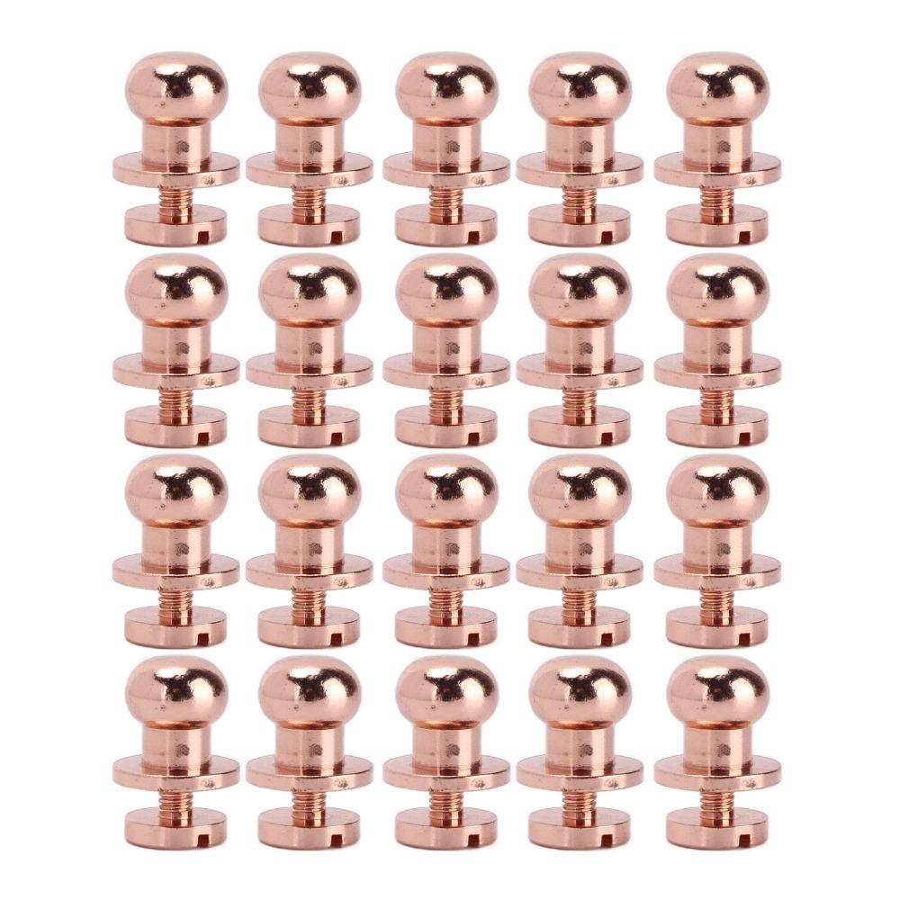 20set Luggage Accessories Rose Gold Brass Rivets Brass Round Head Leathercraft Studs Screwback Screw Button Studs Purse Hardware