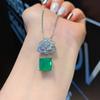 Jewelry Style Imitation Emerald Bar Ring Necklace Stud Earring Set Flower Shape Creative Full Diamond 10 * 10