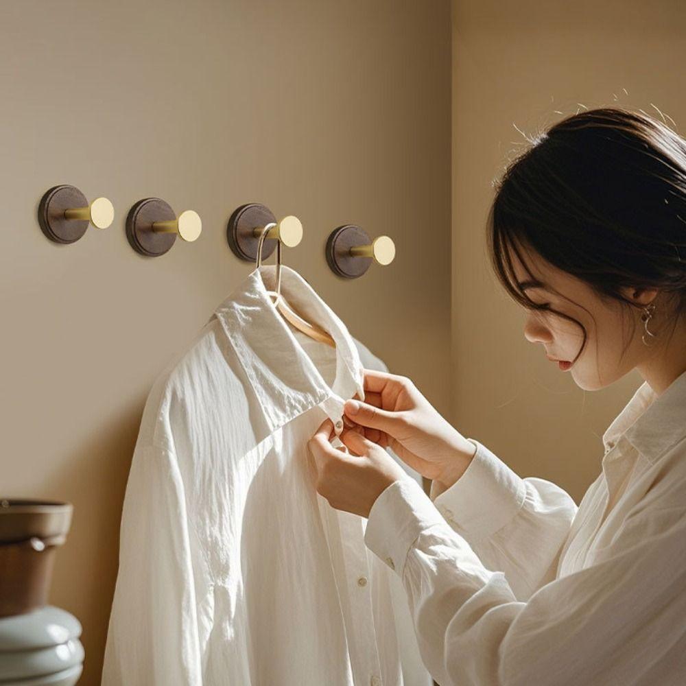 No Drilling Wall Mount Hook Solid Wood Bathroom Hook Suction Cup Hook Kitchen Organization