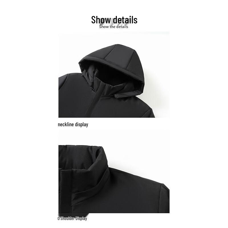 ROMON Men's Winter Fleece-Lined Hooded Casual Jacket