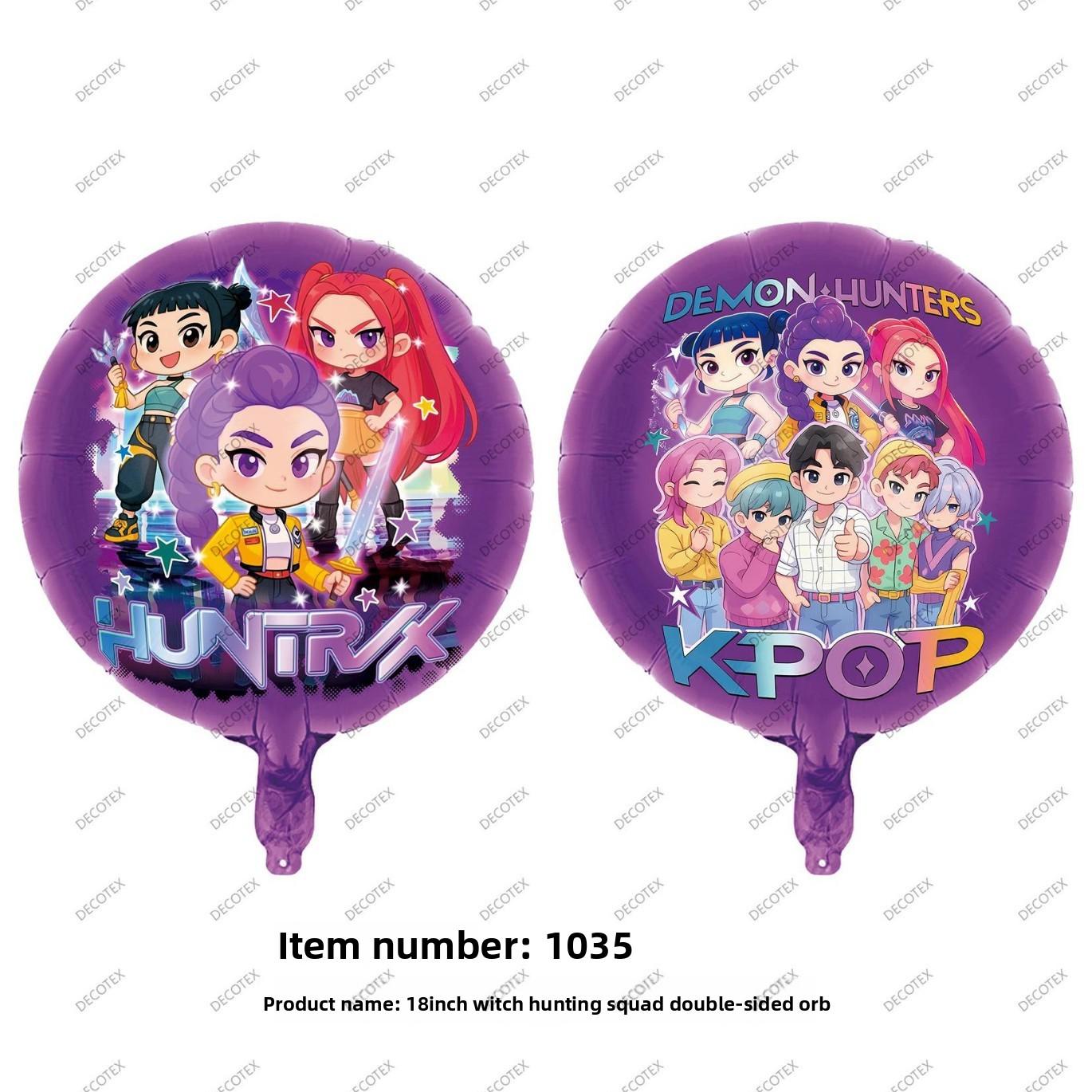 

HUNTRXX Balloons 18 Inch, 5PCS Anime Character Party Decorations, MIRA ZOEY RUMI for Birthday Festival Decoration, Cartoon Theme Balloon Set 18 inch witch hunter double-sided ball