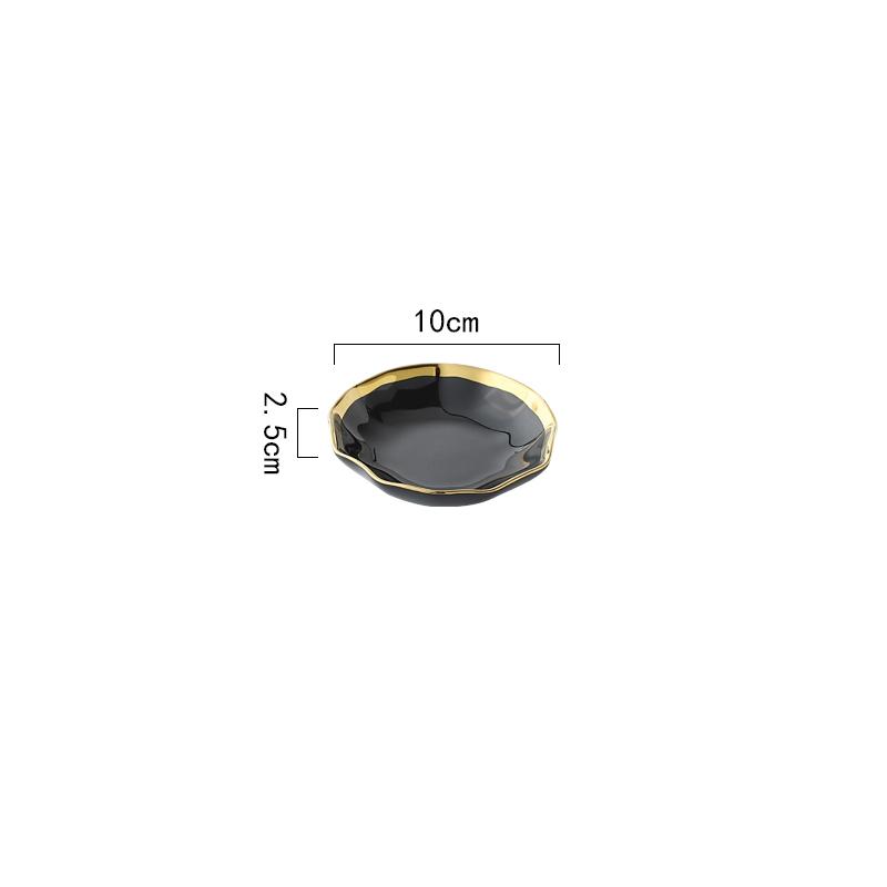 Nordic Golden Stroke Ceramic Plate Light Luxury Black White Pasta Steak Dinner Plates Dessert Dishes Soup Bowls Home Tableware