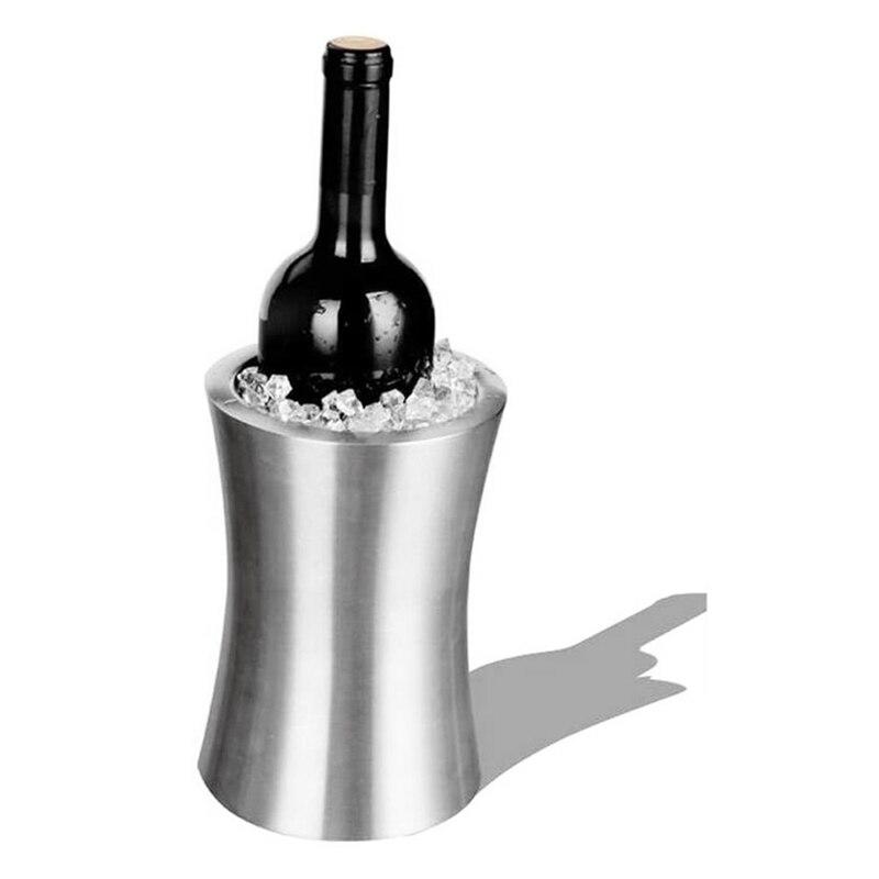 1 package wine bottle cooling bucket, insulated double wall stainless steel champagne bucket | ice bucket and clips