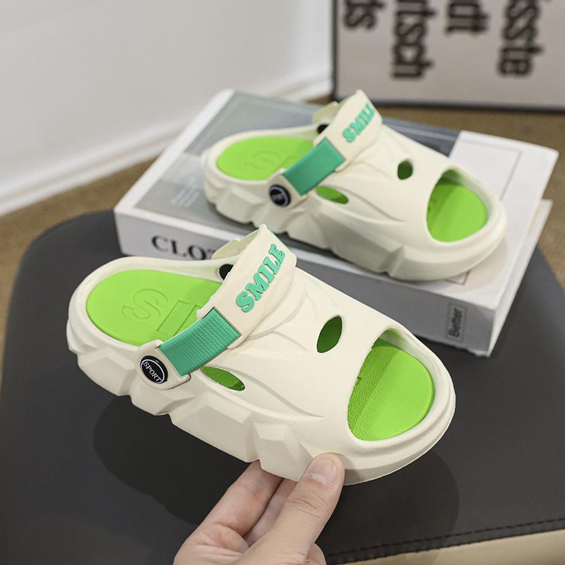 Summer Children's Slippers Boys and Girls Indoor Household One-word Mops Outdoor Wear Dual-purpose Thick-bottomed Non-slip and Wear-resistant Sandals