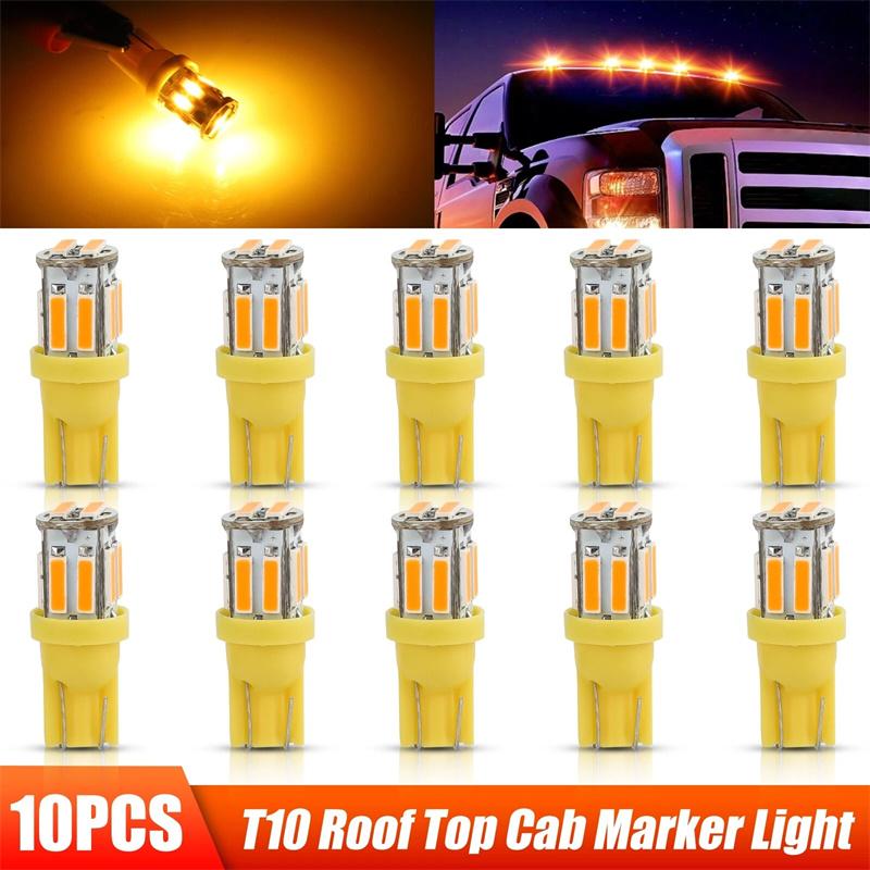 

10 шт. W5W 10-7014 SMD Светодиодные автомобильные T10 194 168 Клиновые запасные лампы для габаритных огней крыши, кабины, ходовых огней жёлтый