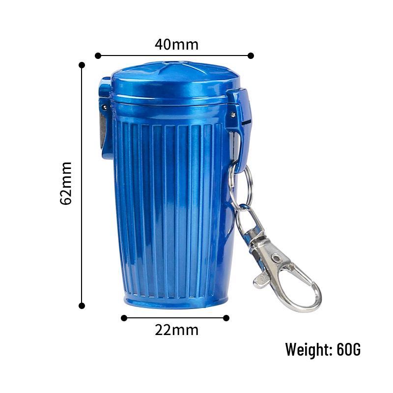 Stylish Metal Portable Ashtray & Cigarette Case with Pop-Top and Carabiner