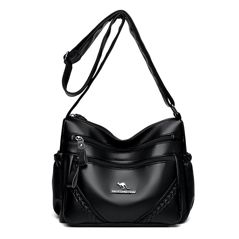 Middle-Aged Bag Women's Soft Leather Shoulder Bag Large Capacity Mother Bag Crossbody Handbag