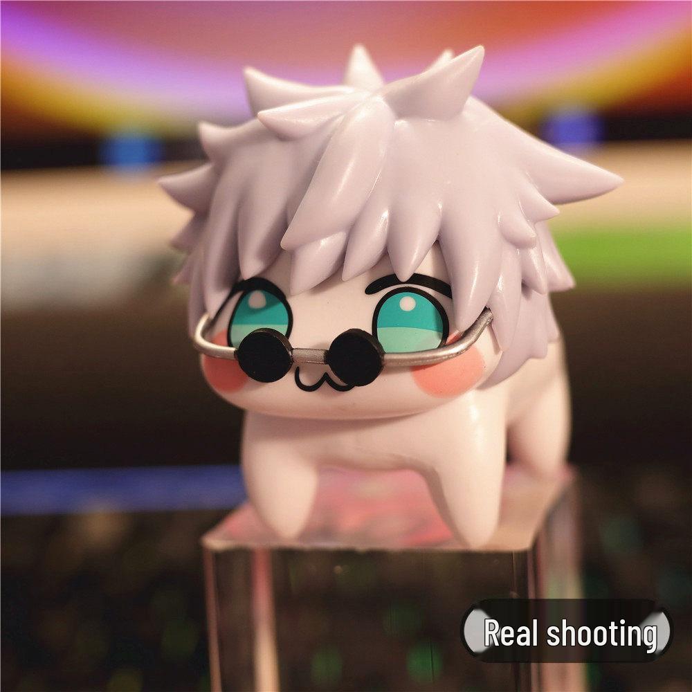 Doro Tao Lisi Pink Dog & Gojo Satoru Figure with Jujutsu Sunglasses - Noodle Press Toy & Birthday Ornament