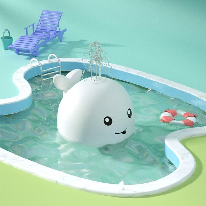 Electric Cartoon Whale Flashing Ball Water Squirting Sprinkler Baby Bath Toy Automatic Squirting Water Baby Bath Toy