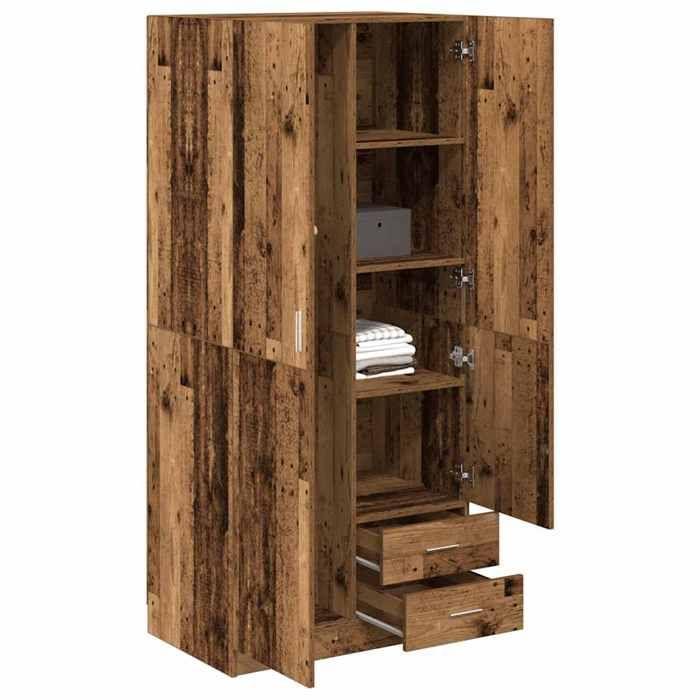 VidaXL Garde-robe vieux bois 80x52x180 cm bois d'ingénierie, armoire de rangement, organisateur de garde-robe, armoire, 855886