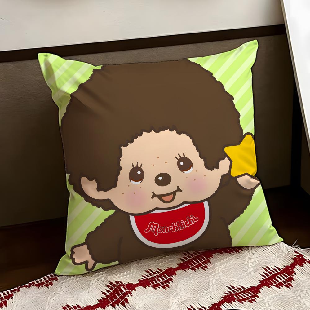Cartoon MMonchhichi Cushion Cover Reversible Soft Durable Pillow Cover Home  Car MultiScene Use for Daily Comfort