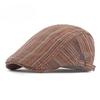 Vintage Ethnic Striped Beret for Men Women British Style Flat Cap Spring Summer Casual Newsboy Hat Adjustable Peaked Cap
