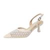 699-305 Fashion Pointed Hollow Back Thin Heel Single Shoes Spring and Summer New Comfortable Mesh High Heel Single Shoes Women's Shoes