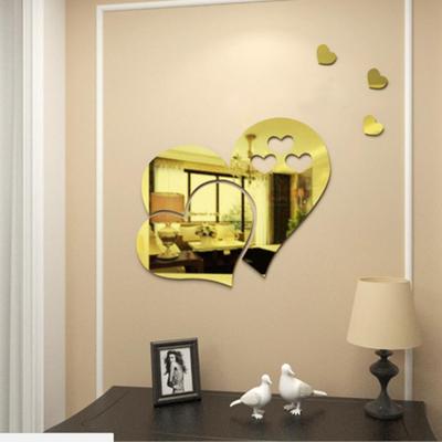 High Quality Beautiful And Durable 3D Mirror Love Hearts Wall Sticker Decal DIY Home Room Removable Art Mural Decoration