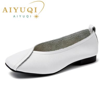 Mode AIYUQI platte schoenen 2025 nieuwe herfst echt leer dames platte schoenen antislip Plus Size 35-43 Dames casual schoenen