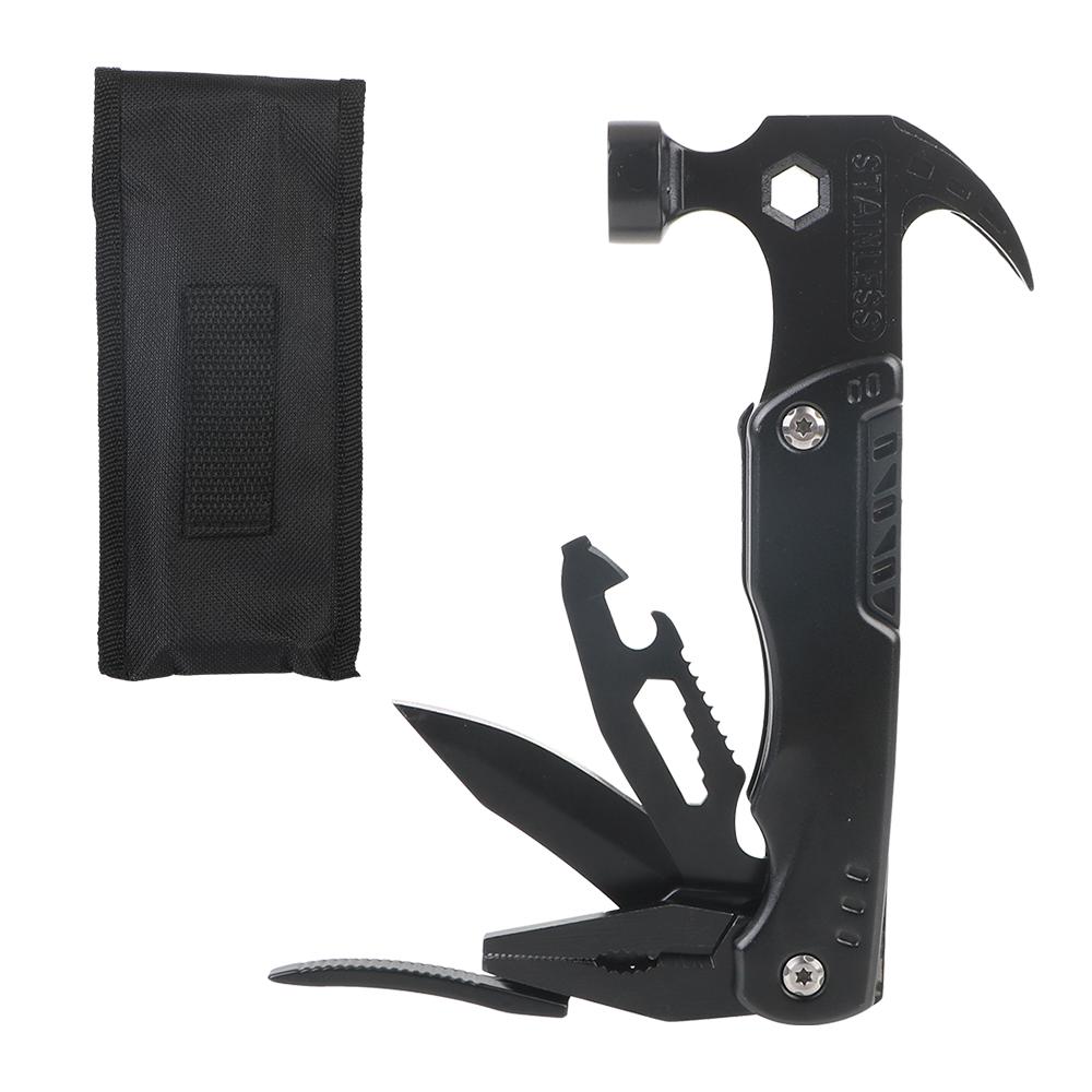 

Многофункциональные плоскогубцы, складной молоток-гвоздодер из нержавеющей стали с нейлоновой оболочкой для выживания на открытом воздухе, кемпинга, охоты, ручных инструментов чёрный