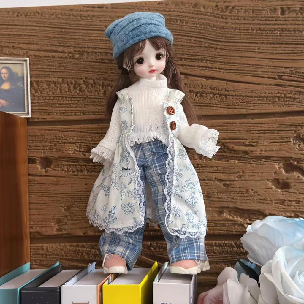 1/6 BJD Doll Trench Coat & Dress Set for 30cm Chubby Body Dolls - Coraline Dress-Up Outfit