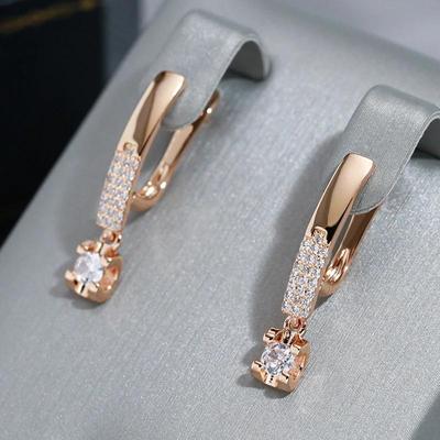 Vollzirkon lange englische Schlossohrringe für Frauen Hochzeitsschmuck Luxusaccessoires
