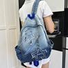 Zaino Scolastico, Zaino in Denim di Grande Capacità Stile Coreano 1011 Nuovo Zaino per Studenti Universitari, Zaino da Donna Versatile Sofisticato Tendenza