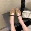 Square-toed Perforated Breathable and Woven Single Shoes for Women A New Versatile Shallow-cut One-shoulder Shoe