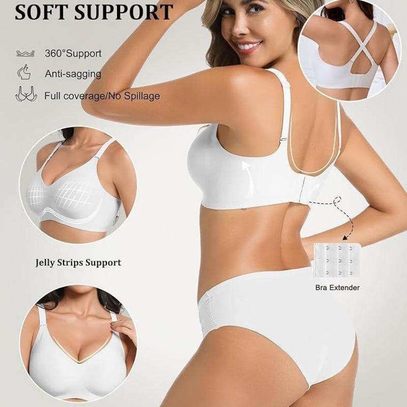 European Plus Size Wireless Seamless Jelly Support Bra for Women Comfort Daily Intimates