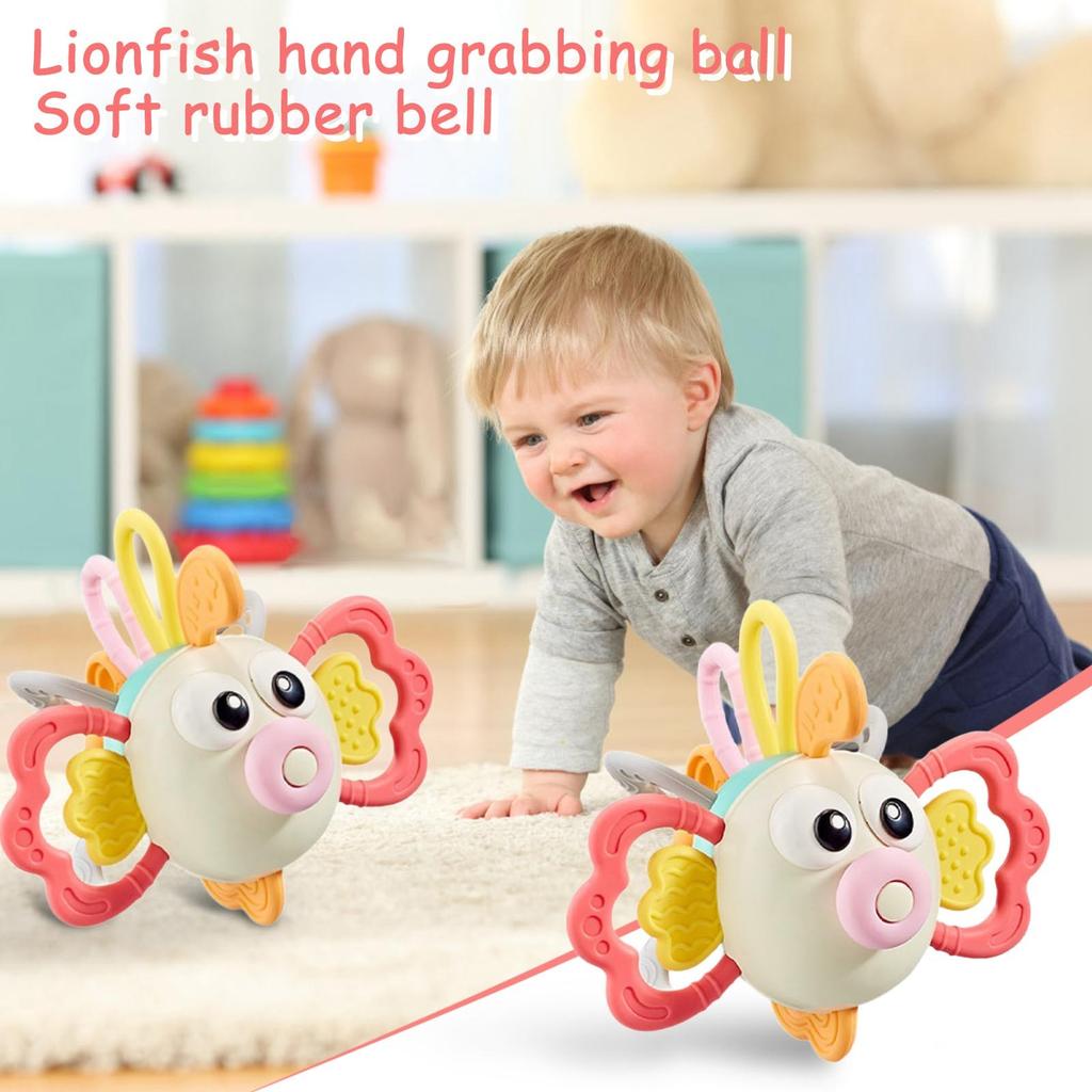 Baby Lionfish Hand Grasping Ball Soft Rubber Rattle Baby Teether Soothing Newborn Toy