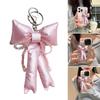 Elegant Beaded Keychain Phone Charm Unique Keyring Padded Bowknot Bag Pendant Accessory for Purse Backpack Handbag