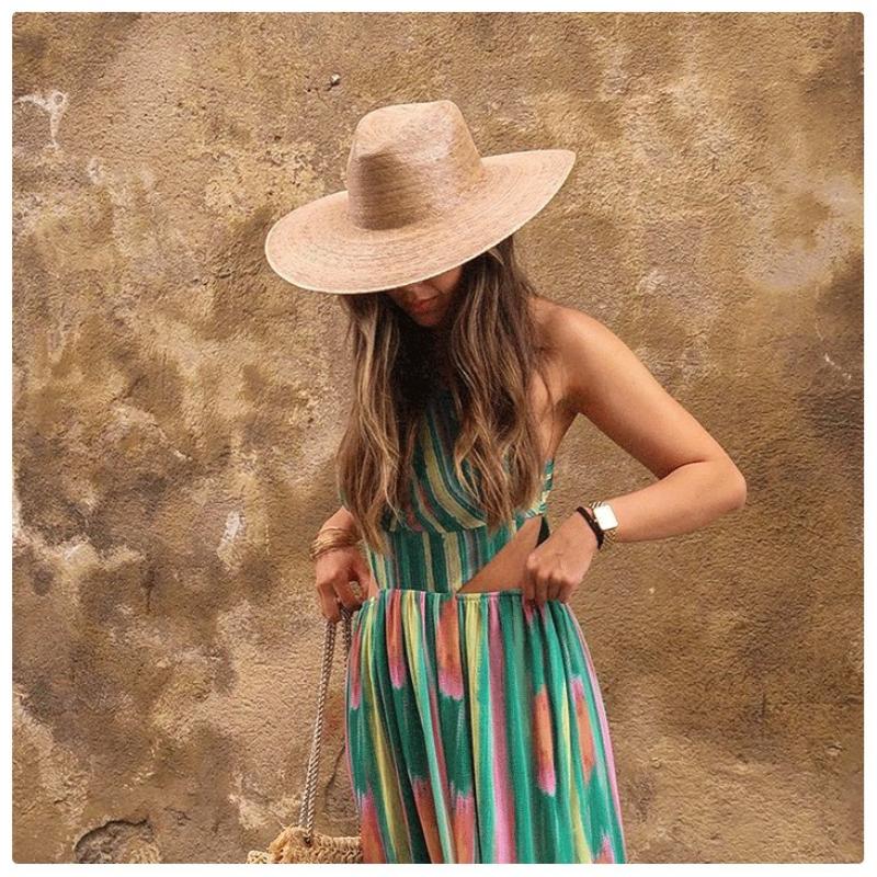 French Sunflower Leaf Bohemian Western Cowboy Straw Hats for Women Vacation Beach Summer Vacation Jazz Panama Sun Caps