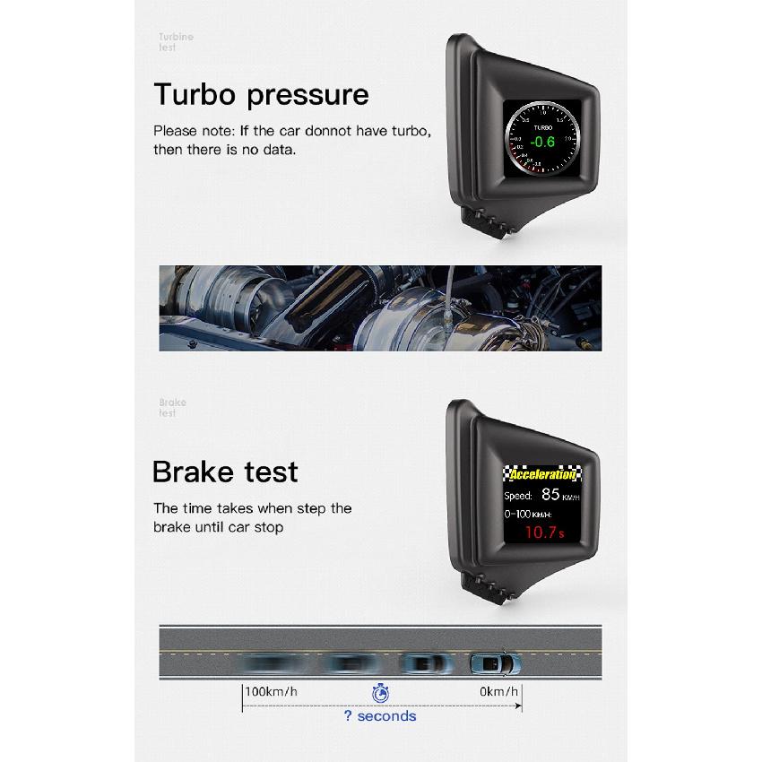 P8 HUD OBD2+GPS On-board Computer Head Up Display Car Tachometer Turbo Oil Pressure RPM Water Temp Speedometer