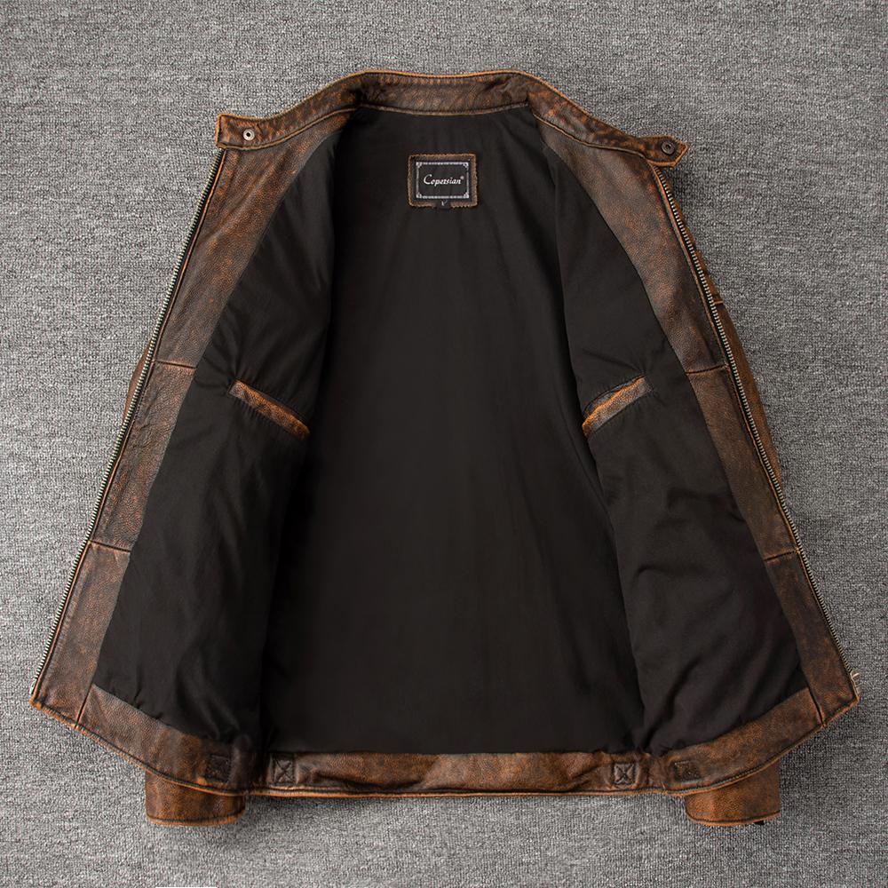 Men Leather Jacket Slim Fit Short Genuine Cow Jackets Men's Cowhide Coat Biker Style Sheepskin Clothes Spring Autumn