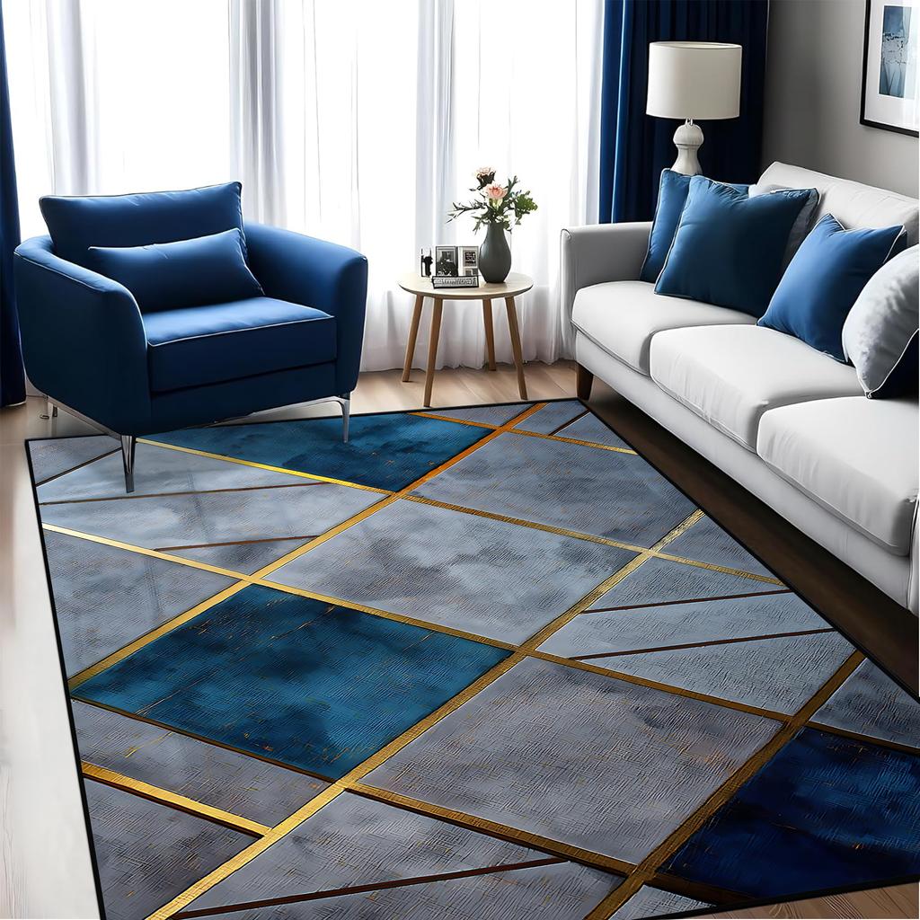 Modern Luxury Geometry Rugs Large Area Carpet Living Room Decoration Non-slip Bedroom Lounge Rug Washable Balcony Kitchen Mat