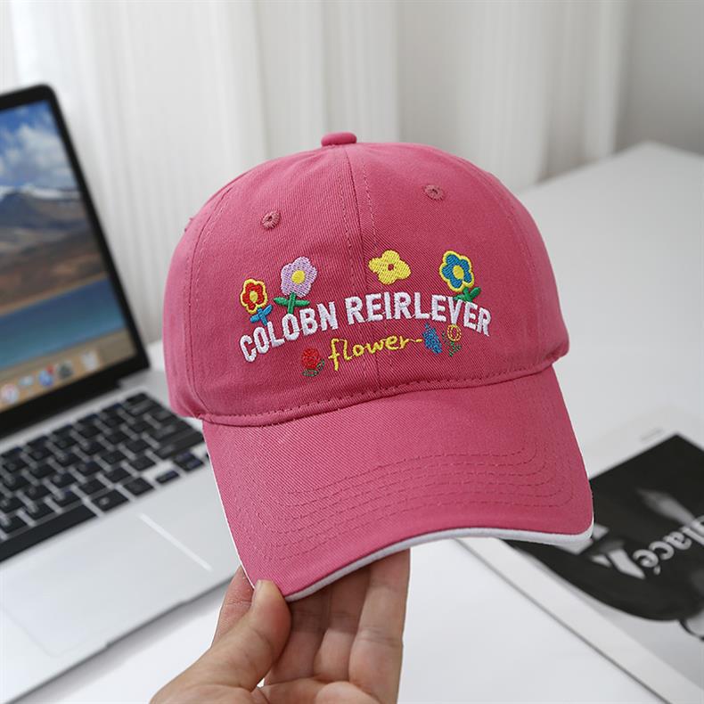 New Flower Embroidered Spring and Summer Baseball Cap Female Sweet and Versatile Big Head Circumference Showing Face Small Hat Trend