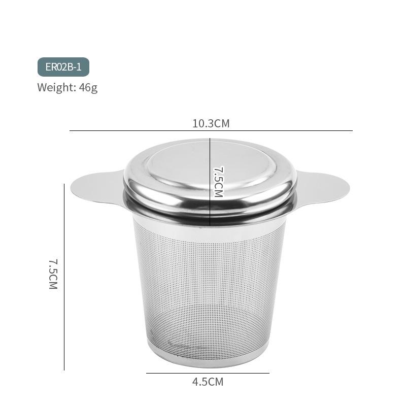 304 Stainless Steel Tea Strainer & Infuser with Silicone Lid - Tea Set Accessory.